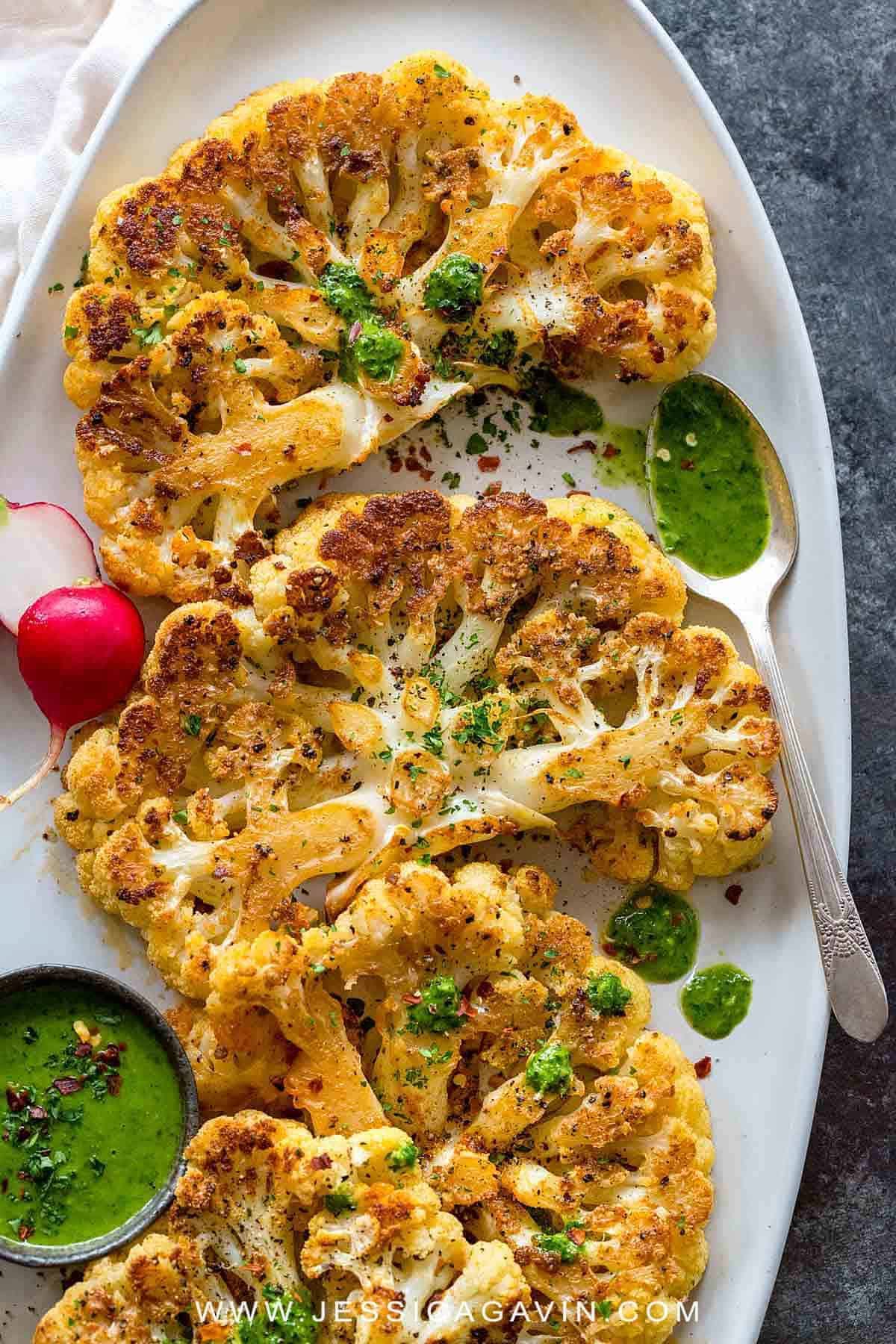 Cauliflower Steaks with Garlic Herb Butter