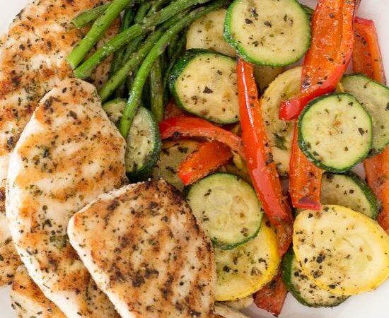 grilled chicken and vegetables