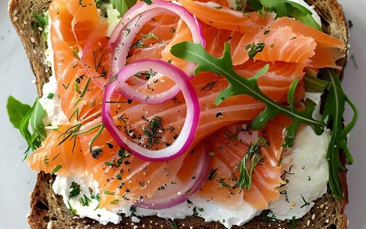 smoked salmon cream cheese sandwich